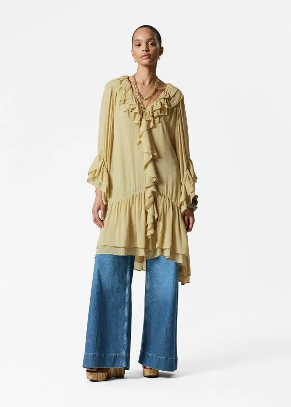Women Dresses and Other Stories Flounced Mini Dress Yellow