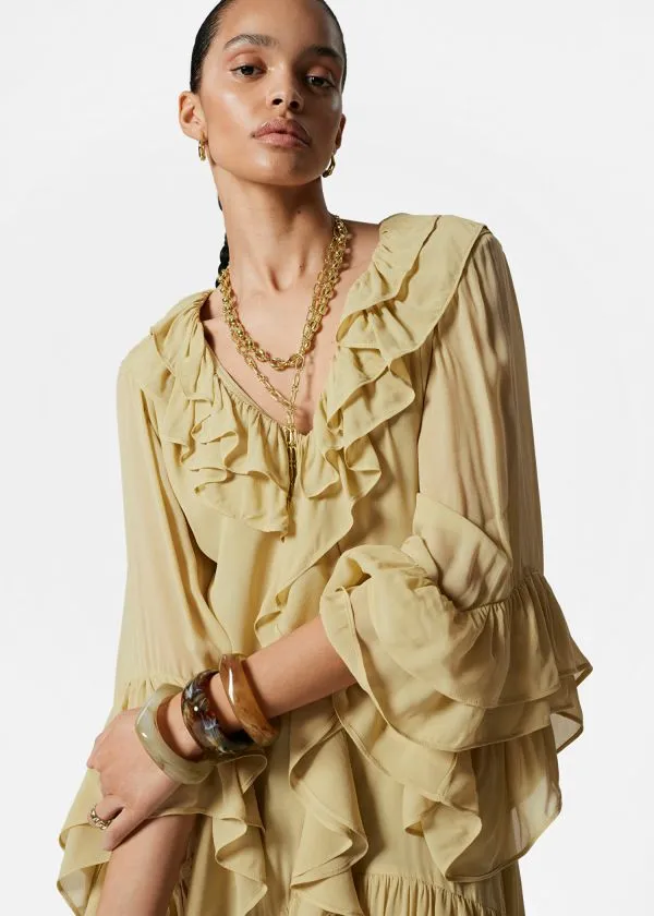 Women Dresses and Other Stories Flounced Mini Dress Yellow