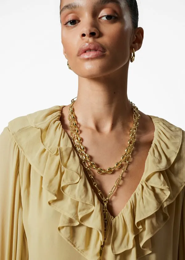 Women Dresses and Other Stories Flounced Mini Dress Yellow