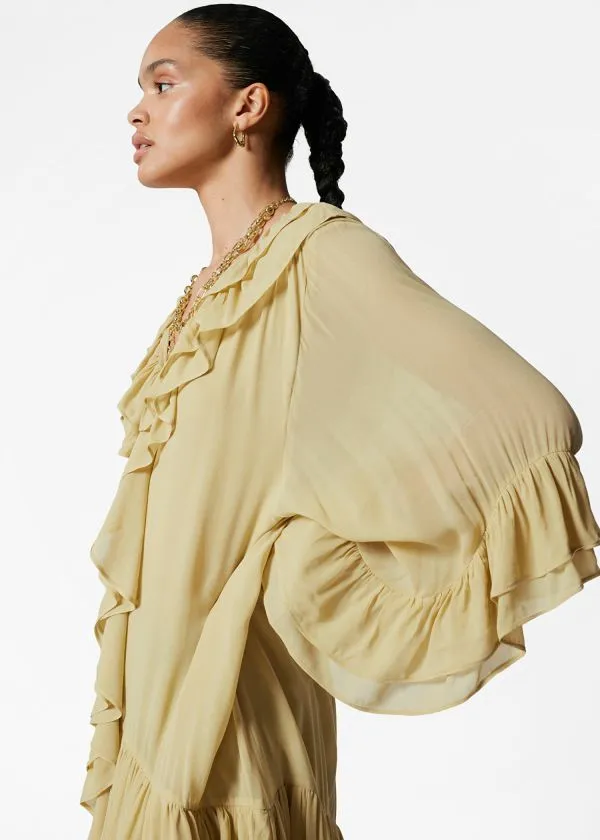 Women Dresses and Other Stories Flounced Mini Dress Yellow