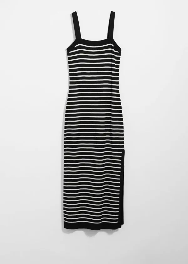 Women Dresses and Other Stories JacquardKnit Midi Dress Blackandwhite Stripes
