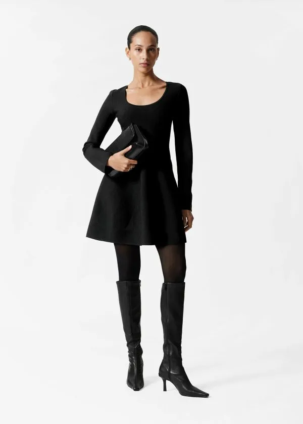 Women Dresses and Other Stories Knitted Peplum Mini Dress Black