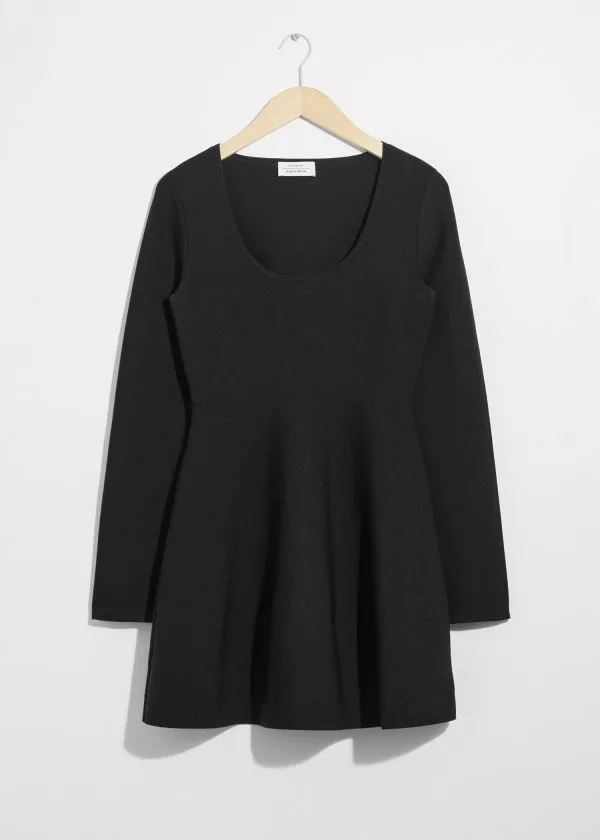 Women Dresses and Other Stories Knitted Peplum Mini Dress Black