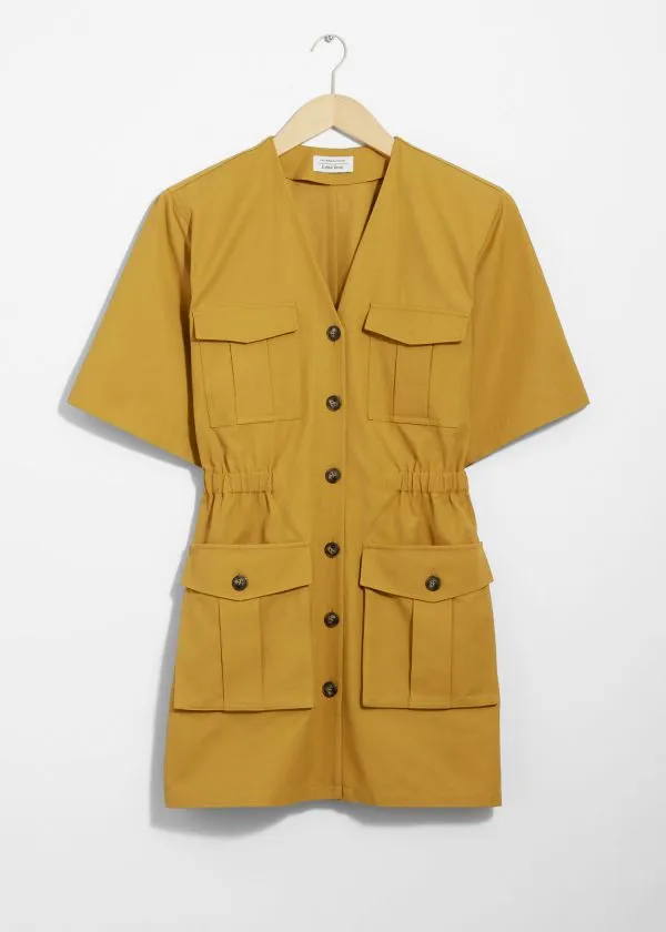 Women Dresses and Other Stories ShortSleeve Utility Mini Dress Mustard