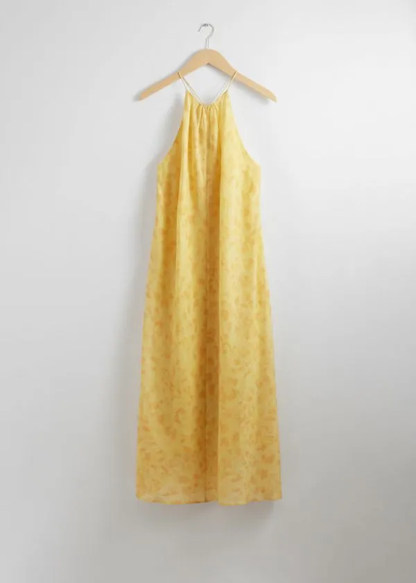 Women Dresses and Other Stories Sleeveless Halterneck Midi Dress Yellow Florals
