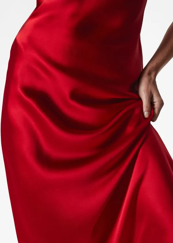 Women Dresses and Other Stories Sleeveless Satin Midi Dress Red