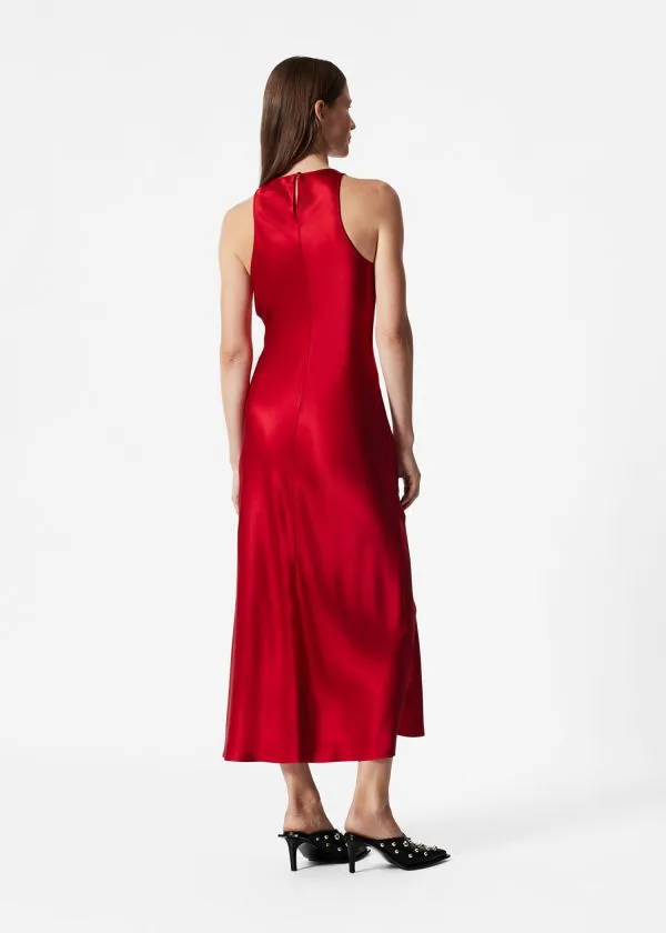 Women Dresses and Other Stories Sleeveless Satin Midi Dress Red