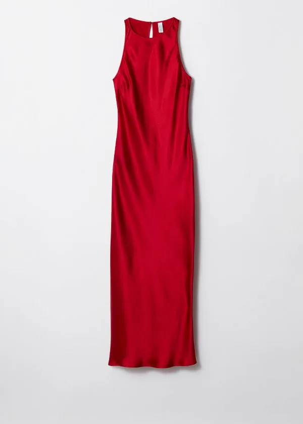 Women Dresses and Other Stories Sleeveless Satin Midi Dress Red