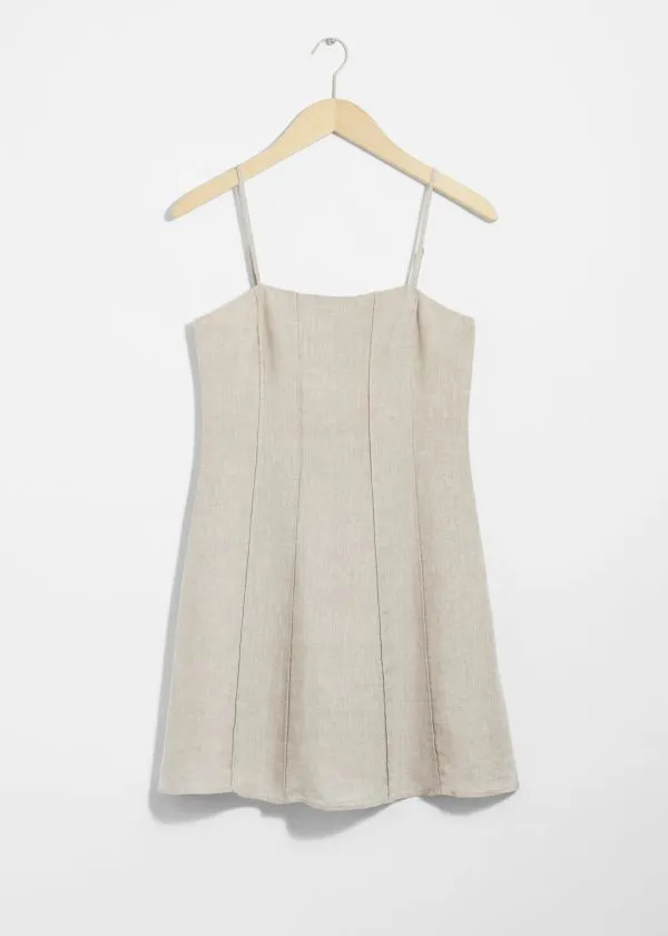 Women Dresses and Other Stories Strappy Linen Mini Dress Light Beige
