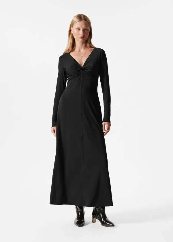 Women Dresses and Other Stories Twisted VNeck Maxi Dress Black