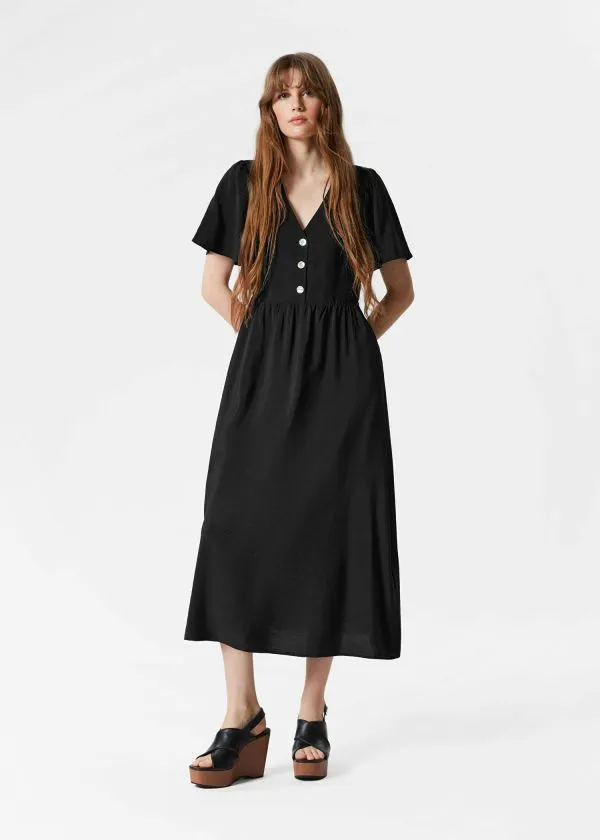 Women Dresses and Other Stories VNeck Midi Dress Black