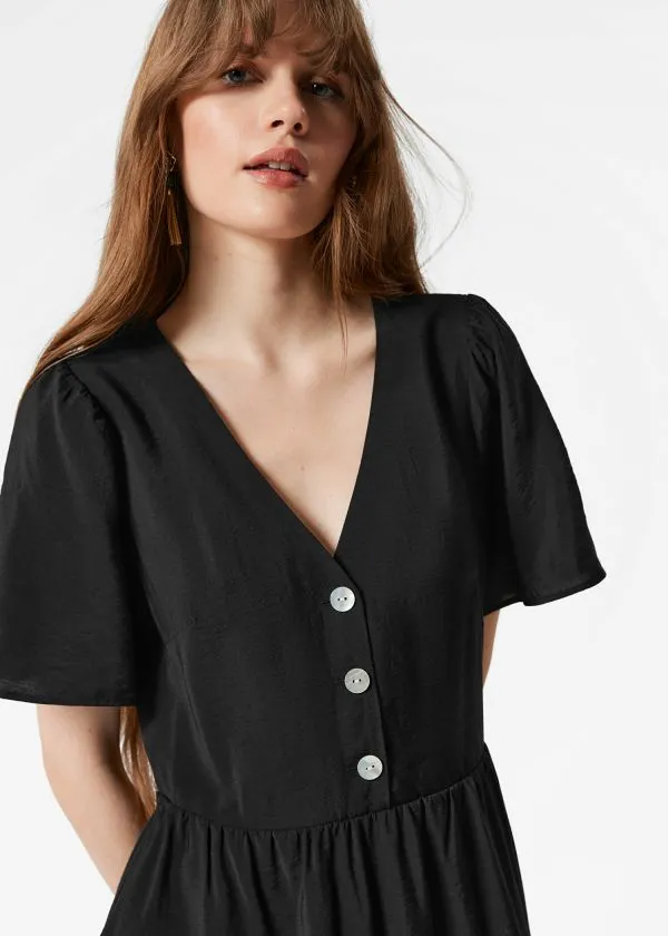 Women Dresses and Other Stories VNeck Midi Dress Black