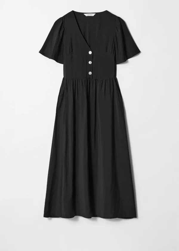 Women Dresses and Other Stories VNeck Midi Dress Black