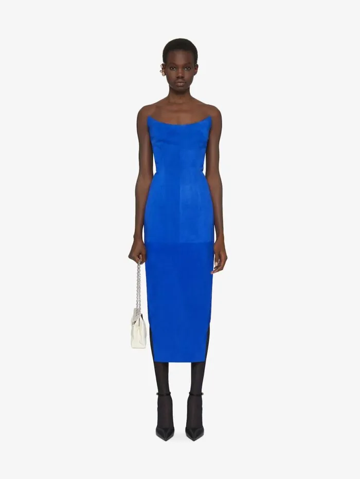 Women Dresses Givenchy Asymmetric Bustier Dress In Suede Iris Purple
