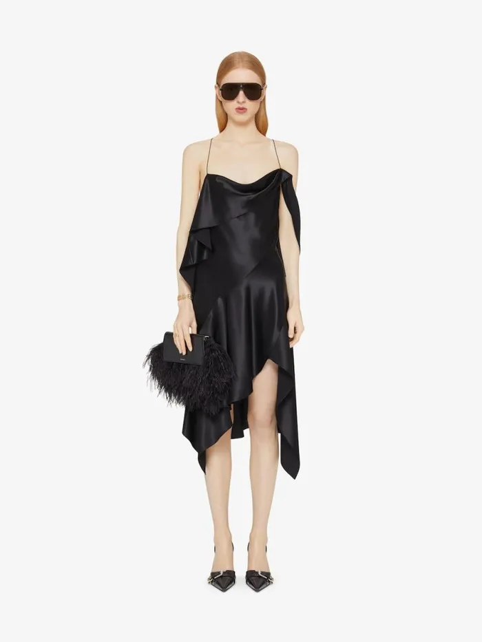 Women Dresses Givenchy Asymmetric Draped Dress In Satin Black