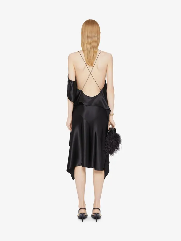 Women Dresses Givenchy Asymmetric Draped Dress In Satin Black
