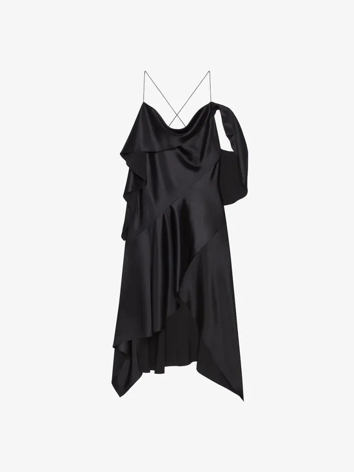 Women Dresses Givenchy Asymmetric Draped Dress In Satin Black
