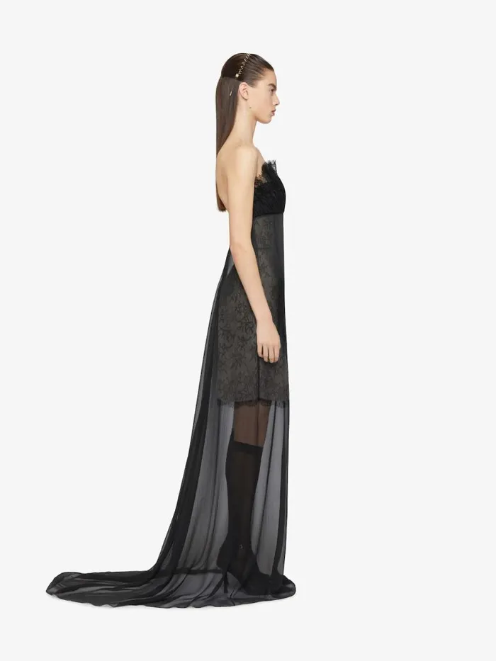 Women Dresses Givenchy Bustier Dress In Muslin With Lace Black