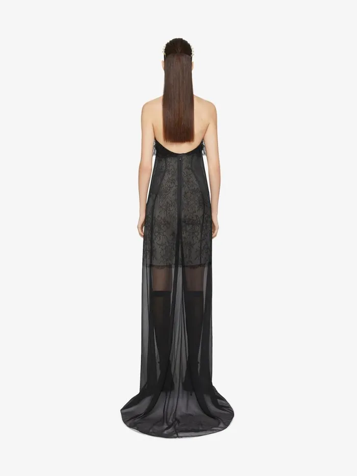 Women Dresses Givenchy Bustier Dress In Muslin With Lace Black