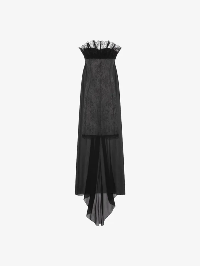 Women Dresses Givenchy Bustier Dress In Muslin With Lace Black