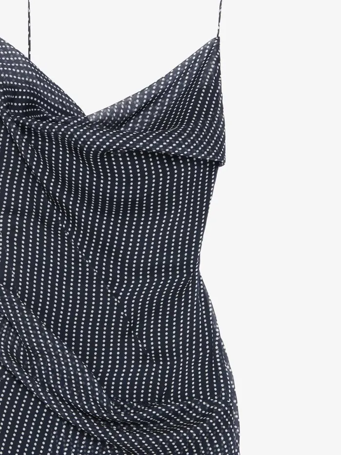 Women Dresses Givenchy Draped Polka Dots Dress In Silk Chiffon Navywhite