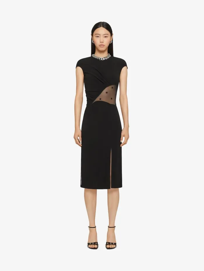 Women Dresses Givenchy Dress In Crepe And 4G Tulle Black