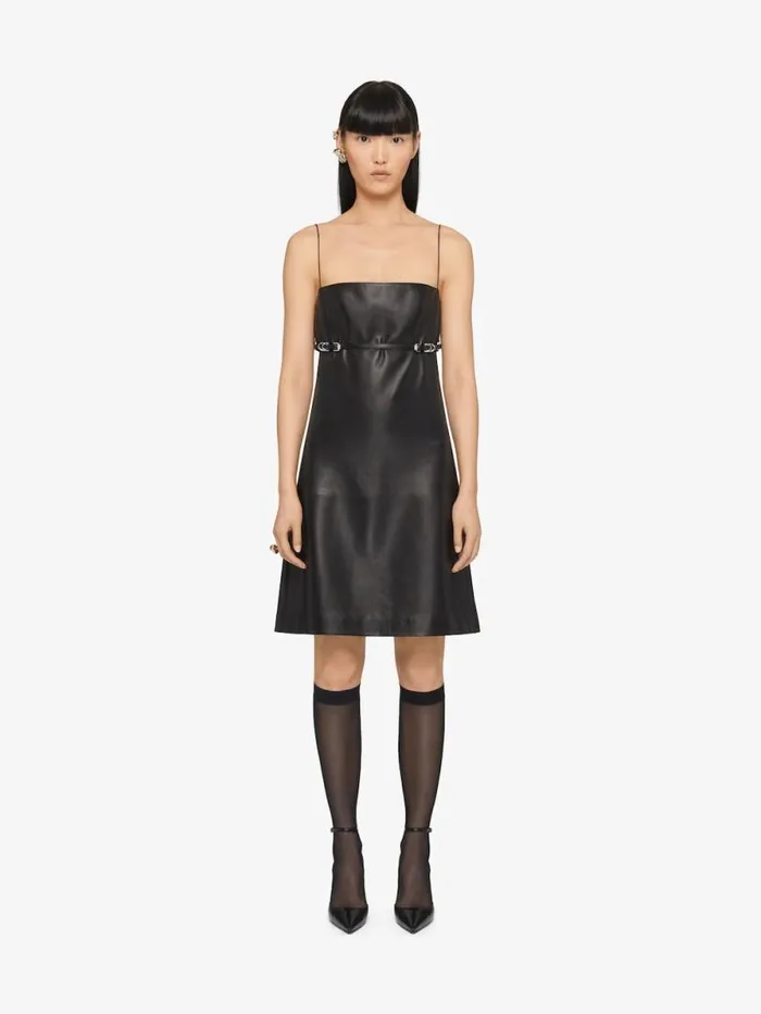 Women Dresses Givenchy Voyou Straps Dress In Leather Black
