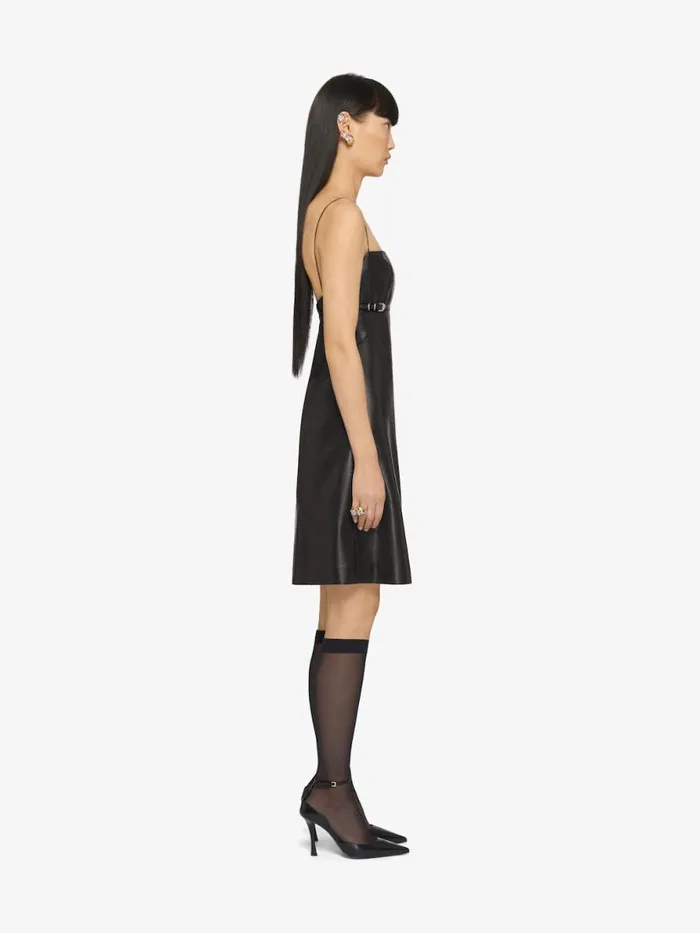 Women Dresses Givenchy Voyou Straps Dress In Leather Black