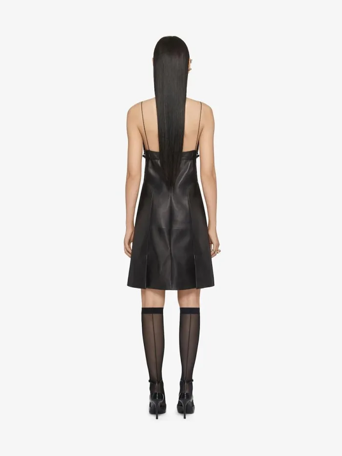 Women Dresses Givenchy Voyou Straps Dress In Leather Black