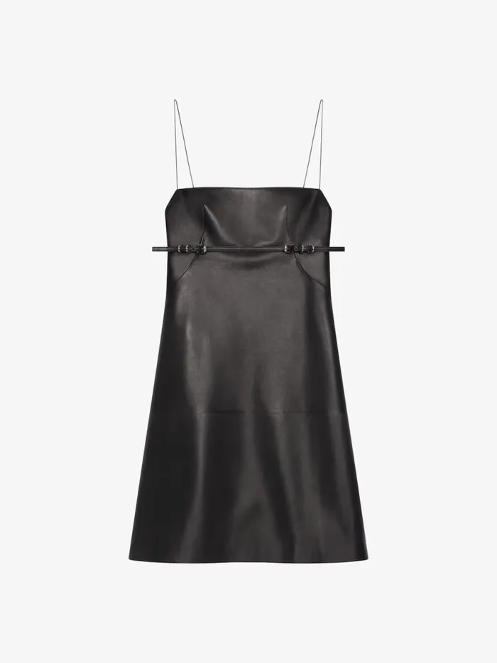 Women Dresses Givenchy Voyou Straps Dress In Leather Black
