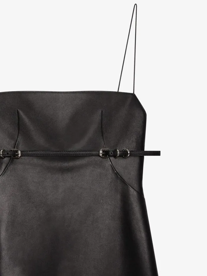 Women Dresses Givenchy Voyou Straps Dress In Leather Black