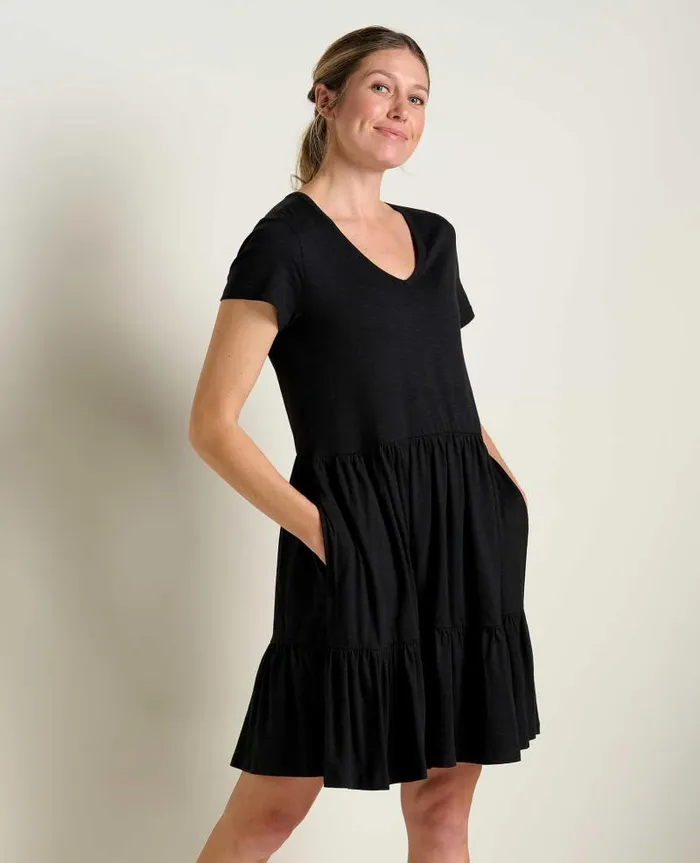 Women Dresses Toad and Co Marley Tiered Short Sleeve Dress Black
