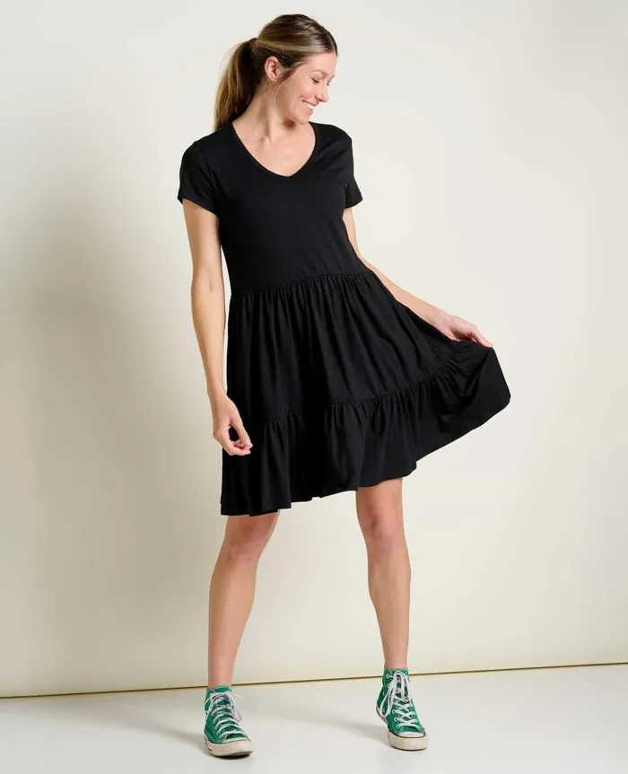 Women Dresses Toad and Co Marley Tiered Short Sleeve Dress Black