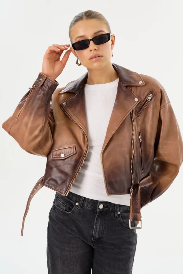 Women DYLAN 80039s Leather Biker Jacket Almond Shadow LAMARQUE Leather Jackets Women DYLAN 80039s Leather Biker Jacket Almond Shadow LAMARQUE Leather Jackets
