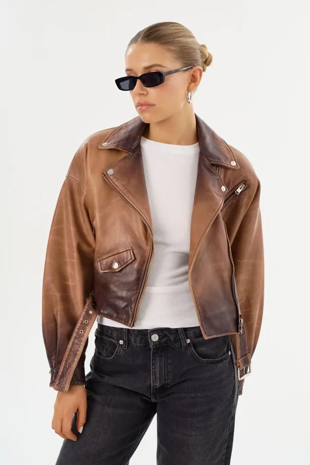 Women DYLAN 80039s Leather Biker Jacket Almond Shadow LAMARQUE Leather Jackets Women DYLAN 80039s Leather Biker Jacket Almond Shadow LAMARQUE Leather Jackets