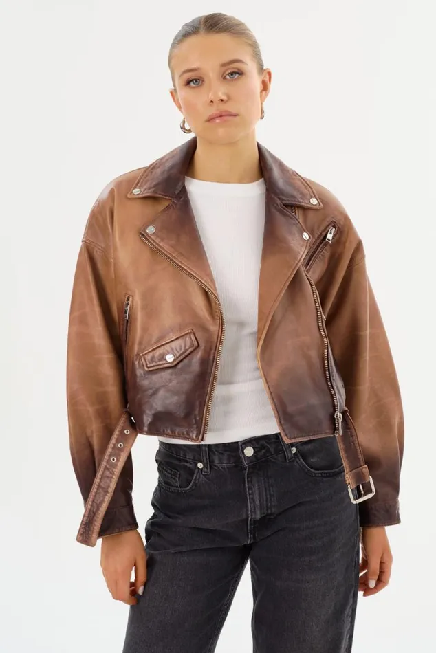 Women DYLAN 80039s Leather Biker Jacket Almond Shadow LAMARQUE Leather Jackets Women DYLAN 80039s Leather Biker Jacket Almond Shadow LAMARQUE Leather Jackets