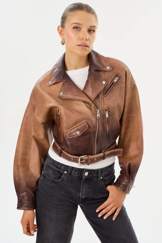 Women DYLAN 80039s Leather Biker Jacket Almond Shadow LAMARQUE Leather Jackets Women DYLAN 80039s Leather Biker Jacket Almond Shadow LAMARQUE Leather Jackets
