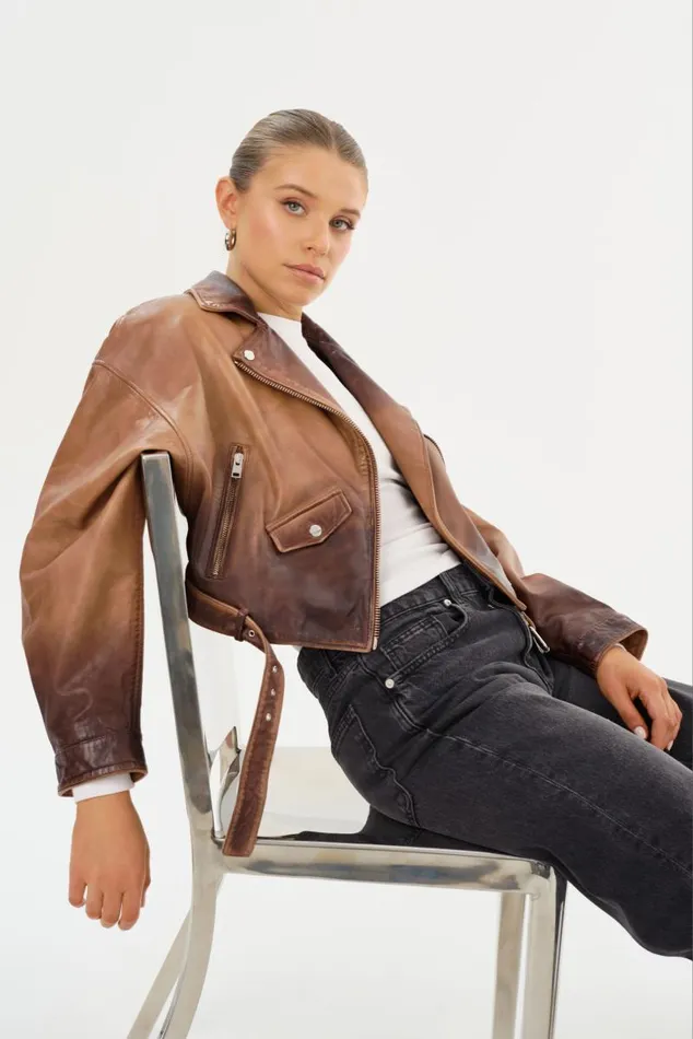 Women DYLAN 80039s Leather Biker Jacket Almond Shadow LAMARQUE Leather Jackets Women DYLAN 80039s Leather Biker Jacket Almond Shadow LAMARQUE Leather Jackets