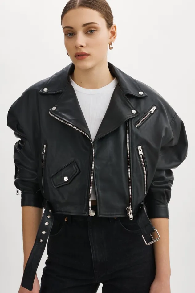Women DYLAN 80039s Leather Biker Jacket Black LAMARQUE Leather Jackets Women DYLAN 80039s Leather Biker Jacket Black LAMARQUE Leather Jackets