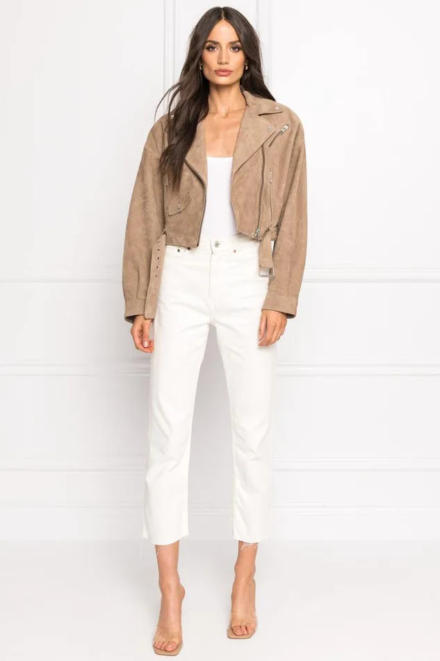 Women DYLAN 80039s Suede Biker Jacket Latte LAMARQUE Biker Jackets Women DYLAN 80039s Suede Biker Jacket Latte LAMARQUE Biker Jackets