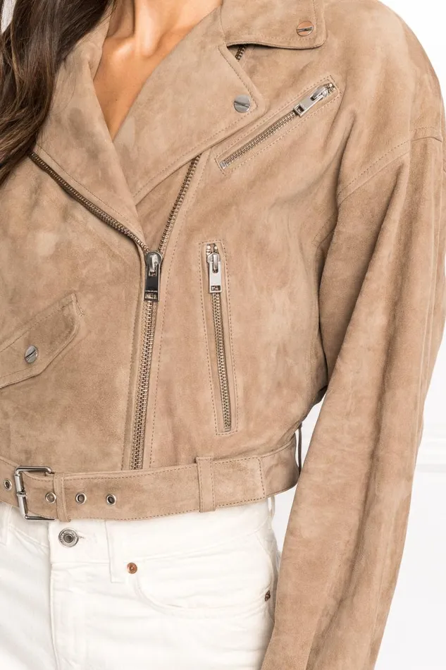 Women DYLAN 80039s Suede Biker Jacket Latte LAMARQUE Biker Jackets Women DYLAN 80039s Suede Biker Jacket Latte LAMARQUE Biker Jackets