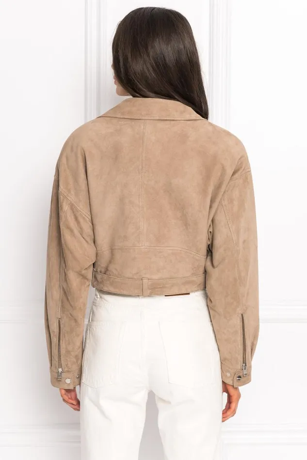 Women DYLAN 80039s Suede Biker Jacket Latte LAMARQUE Biker Jackets Women DYLAN 80039s Suede Biker Jacket Latte LAMARQUE Biker Jackets