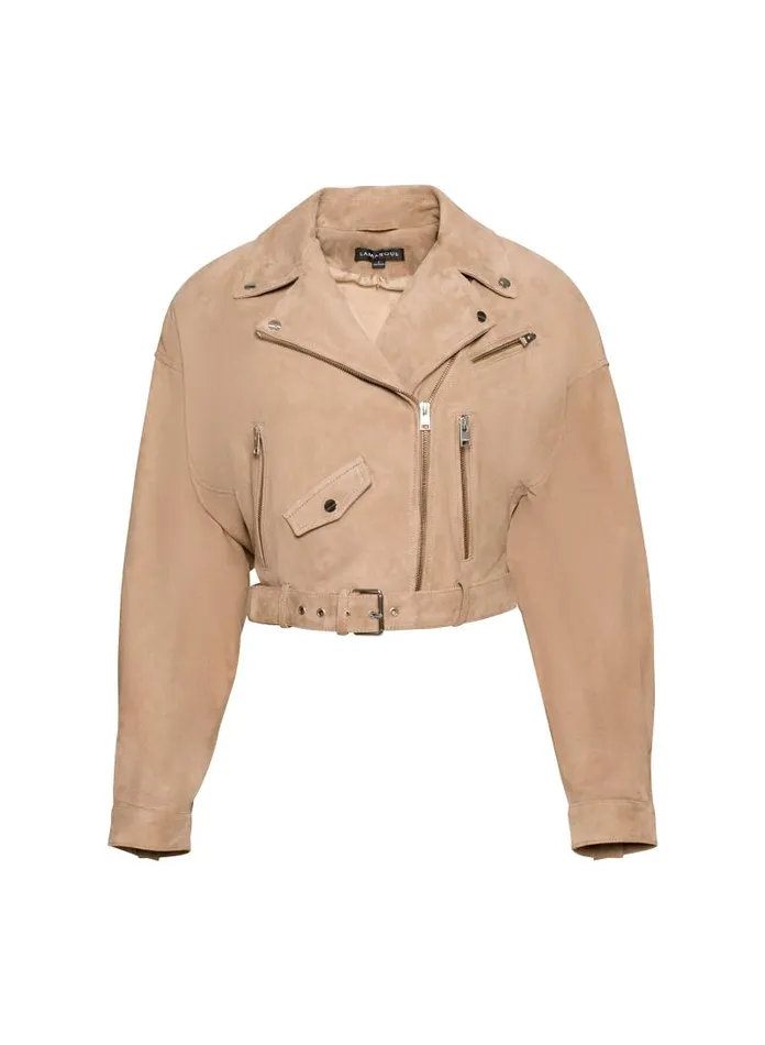 Women DYLAN 80039s Suede Biker Jacket Latte LAMARQUE Biker Jackets Women DYLAN 80039s Suede Biker Jacket Latte LAMARQUE Biker Jackets