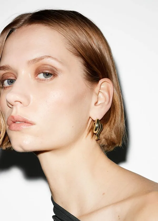 Women Earrings and Other Stories 18Karat Gold Plated Sculptural Hoops Gold