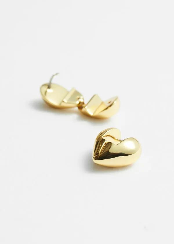 Women Earrings and Other Stories Chunky Heart Hoops Gold