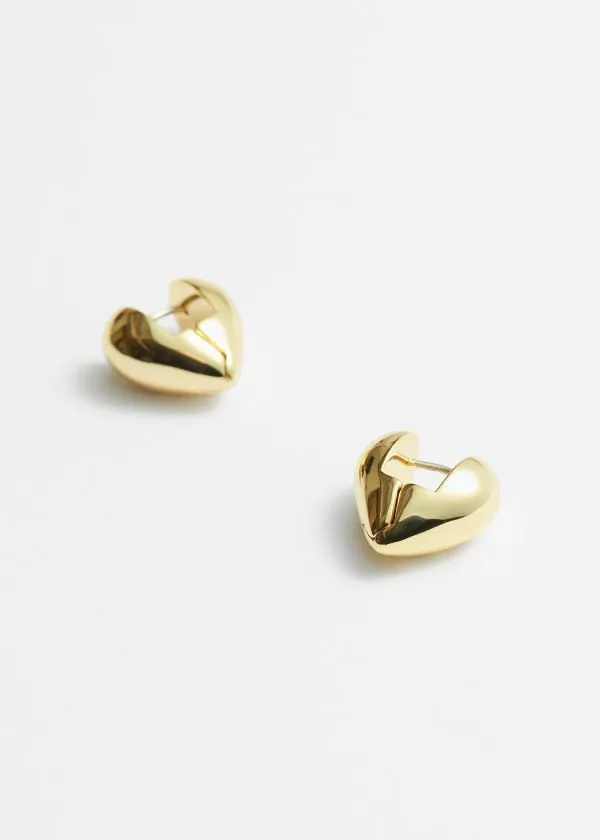Women Earrings and Other Stories Chunky Heart Hoops Gold