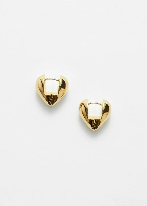 Women Earrings and Other Stories Chunky Heart Hoops Gold