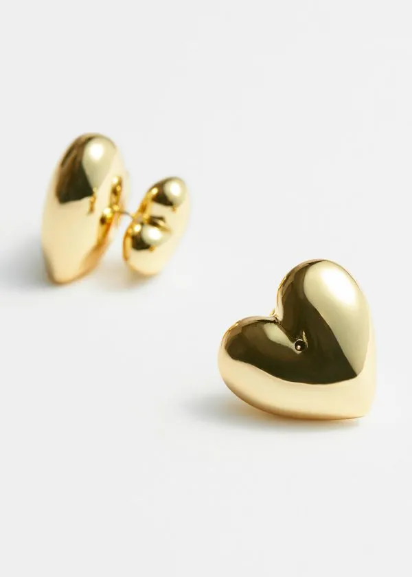Women Earrings and Other Stories Heart Earrings Gold
