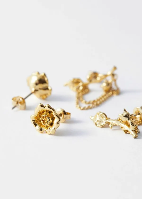Women Earrings and Other Stories Wild Rose Earrings Set Gold