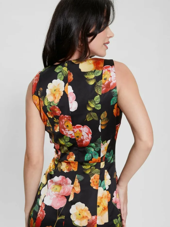 Women Eco Alivia Dress Peony Charm Print Black Dresses and Jumpsuits GUESS Women Eco Alivia Dress Peony Charm Print Black Dresses and Jumpsuits GUESS